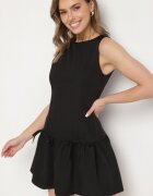 vices Rochie Evazată Neagră Fără Mâneci cu Talie Joasă și Fundițe Folinesa
