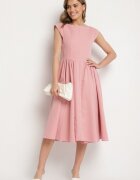 vices Rochie evazată roz cu decolteu tip barcă Milasena