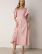 vices Rochie Evazată Roz Decorată cu Volane Emilienne
