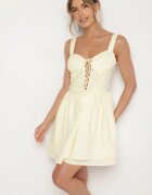 vices Rochie galbenă din bumbac în stil rustic cu legătură Fenavira