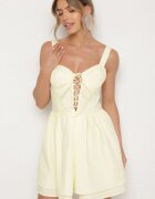 vices Rochie galbenă din bumbac în stil rustic cu legătură Fenavira
