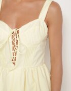 vices Rochie galbenă din bumbac în stil rustic cu legătură Fenavira
