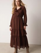 vices Rochie Maro Din Plasă cu croială evazată cu volane Arevite