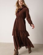 vices Rochie Maro Din Plasă cu croială evazată cu volane Arevite