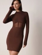vices Rochie Maro Mulată Decorată cu Partea Superioară Transparentă Tip Corset Axerne