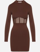 vices Rochie Maro Mulată Decorată cu Partea Superioară Transparentă Tip Corset Axerne