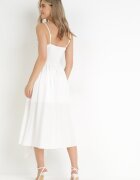 vices Rochie Maxi Albă Evazată cu Aplicații de Dantelă și Șnur Elenime
