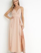 vices Rochie Maxi Bej pe bretele cu croi evazat cu decolteu triunghiular Juliane