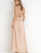 vices Rochie Maxi Bej pe bretele cu croi evazat cu decolteu triunghiular Juliane