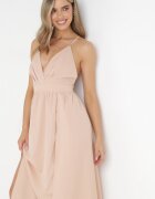 vices Rochie Maxi Bej pe bretele cu croi evazat cu decolteu triunghiular Juliane