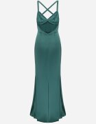 vices Rochie Maxi Verde Satinată cu fermoar ascuns pe bretele subțiri Jermela