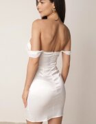 vices Rochie mini albă mulată cu fermoar și fentă pe picior Emjah