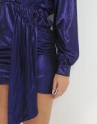 vices Rochie Mini bleumarin strălucitoare cu decolteu petrecut și mânecă bufantă Birger
