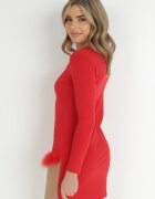 vices Rochie Mini Roșie Mulată cu Pene la Tiv Pertitlaa