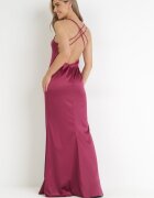 vices Rochie mov de satin maxi cu fermoar ascuns pe bretele subțiri Jermela