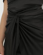 vices Rochie Neagră Asimetrică din Satin Decorată cu Nod Fano