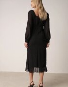 vices Rochie neagră cambrată cu volane și mâneci bufante Aruvita