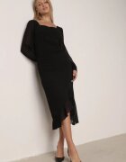 vices Rochie neagră cambrată cu volane și mâneci bufante Aruvita