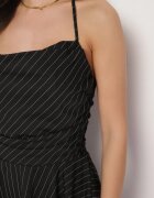 vices Rochie Neagră cu Dungi cu Decolteu Pătrat Fenarose