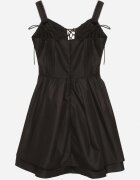 vices Rochie Neagră de Bumbac în Stil Rustic cu Legătură Fenavira