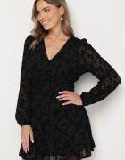 vices Rochie Neagră din plasă cu model floral din velur Erhelia