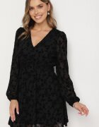 vices Rochie Neagră din plasă cu model floral din velur Erhelia