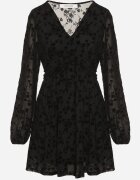 vices Rochie Neagră din plasă cu model floral din velur Erhelia