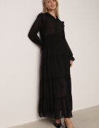vices Rochie Neagră Evazată Tip cămașă Stil Retro Aravite