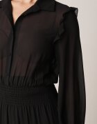 vices Rochie Neagră Evazată Tip cămașă Stil Retro Aravite