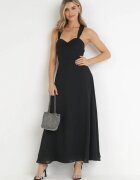 vices Rochie Neagră Maxi cu Legătură Decorativă pe Spate Bremte