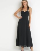 vices Rochie Neagră Maxi cu Legătură Decorativă pe Spate Bremte