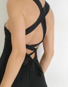 vices Rochie Neagră Maxi cu Legătură Decorativă pe Spate Bremte