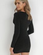 vices Rochie Neagră Mini Cambrată cu Încrețitură Decorativă Raffir