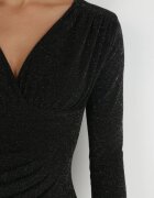 vices Rochie Neagră Mini Cambrată cu Încrețitură Decorativă Raffir