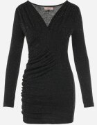 vices Rochie Neagră Mini Cambrată cu Încrețitură Decorativă Raffir