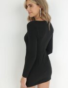 vices Rochie Neagră Mini cu Decolteu Pătrat Sahari