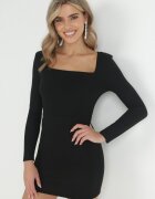 vices Rochie Neagră Mini cu Decolteu Pătrat Sahari