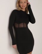 vices Rochie neagră mulată decorată cu un top transparent tip corset Axerne