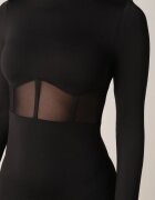 vices Rochie neagră mulată decorată cu un top transparent tip corset Axerne
