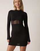 vices Rochie neagră mulată decorată cu un top transparent tip corset Axerne