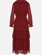 vices Rochie plasă Bordeaux cu croi evazat cu volane Arevite