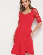 vices Rochie Roșie Asimetrică cu croială cambrată cu dantelă Natifese