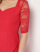 vices Rochie Roșie Asimetrică cu croială cambrată cu dantelă Natifese