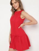 vices Rochie Roșie Cloș Fără Mâneci cu Talie Joasă și Fundițe Folinesa