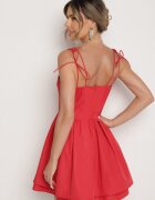 vices Rochie Roșie din bumbac stil rustic cu șiret Fenavira