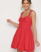 vices Rochie Roșie din bumbac stil rustic cu șiret Fenavira