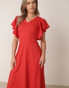 vices Rochie Roșie Evazată Decorată Cu Volane Emilienne