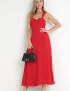 vices Rochie roșie Maxi cu Legătură Decorativă la Spate Bremte