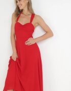 vices Rochie roșie Maxi cu Legătură Decorativă la Spate Bremte