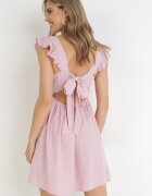 vices Rochie Roz Cloș Mini din Țesătură Plumeti și Spate Decupat Caitadi